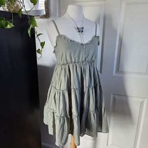Max + Ash Sage green Ruffle Dress Size Medium NWT